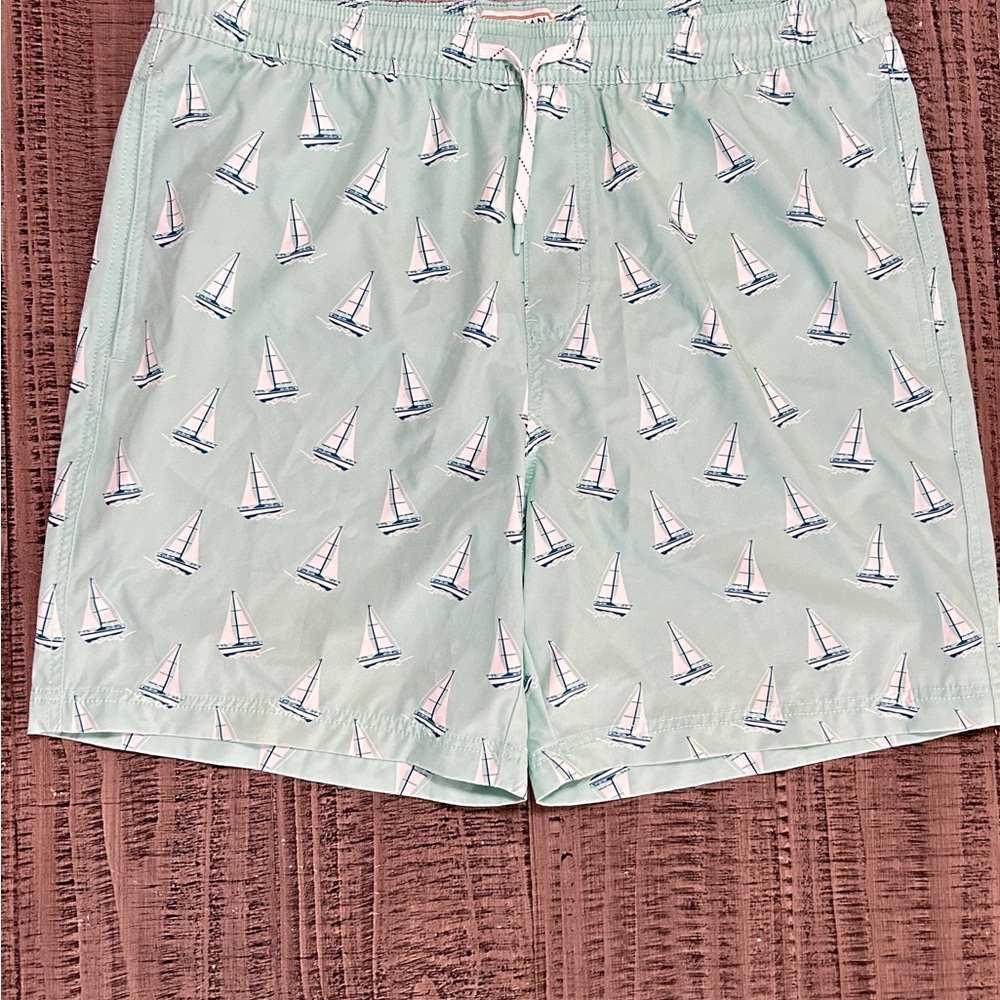 Elysian Mint Green Sailboat Print Swim Shorts NWOTs